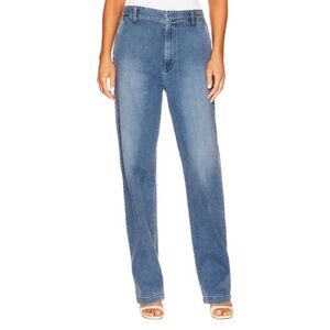 Enza Costa Straight Leg Trouser Pant in Mid Wash